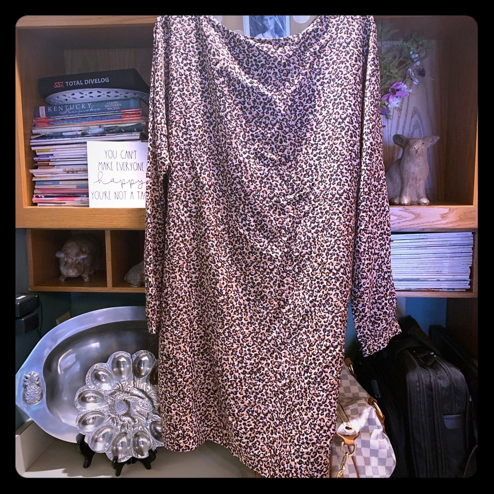 Loft leopard dress midi size large ladies